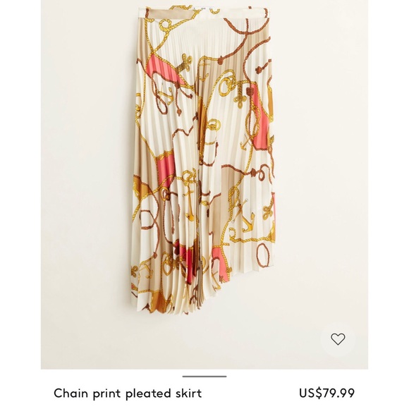 Mango Chain Print Pleated Skirt XS - Picture 2 of 11